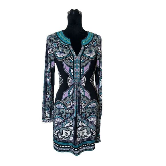 Hale Bob Embellished Bohemian Mosaic Print Dress Size Small - Picture 3 of 17